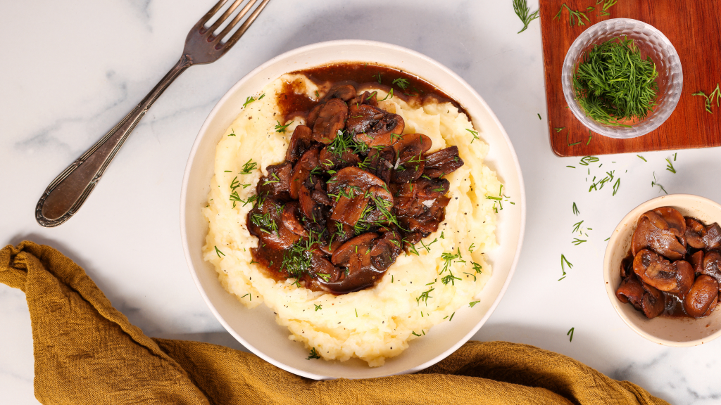 Pinch of Bites - Tofu Mashed Potatoes with Glazed Mushrooms-2