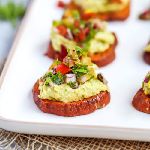 Sweet Potato Toast with Avocado Hummus
