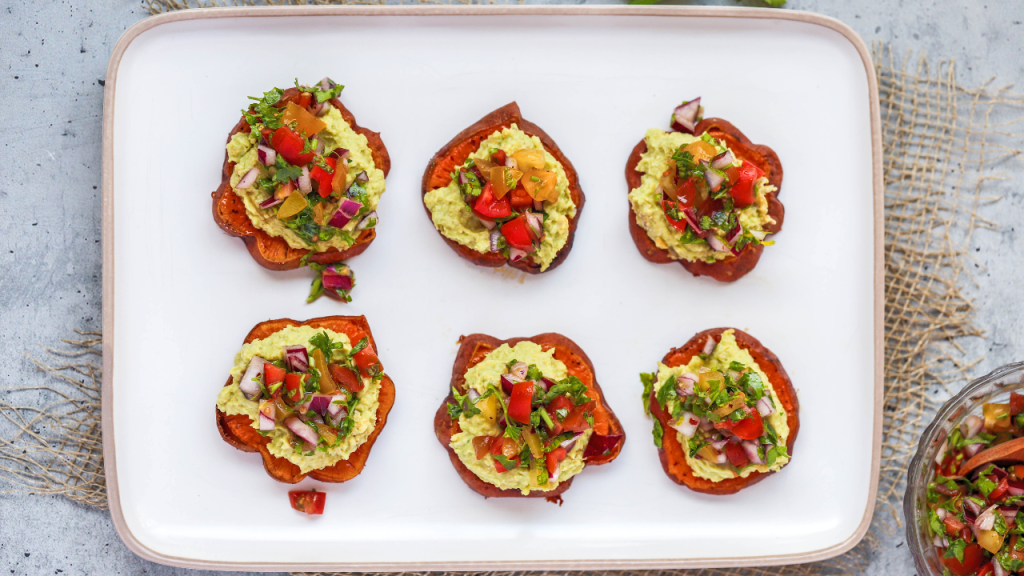 Sweet Potato Toast with Avocado Hummus